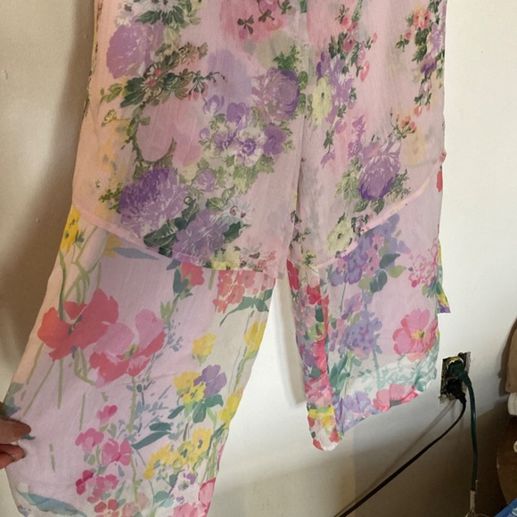 Strapless lavender floral print jumpsuit sz 10 - Picture 3 of 9